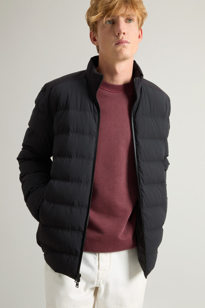 Bering Down Jacket in Stretch Nylon (Black) - Detail View 4