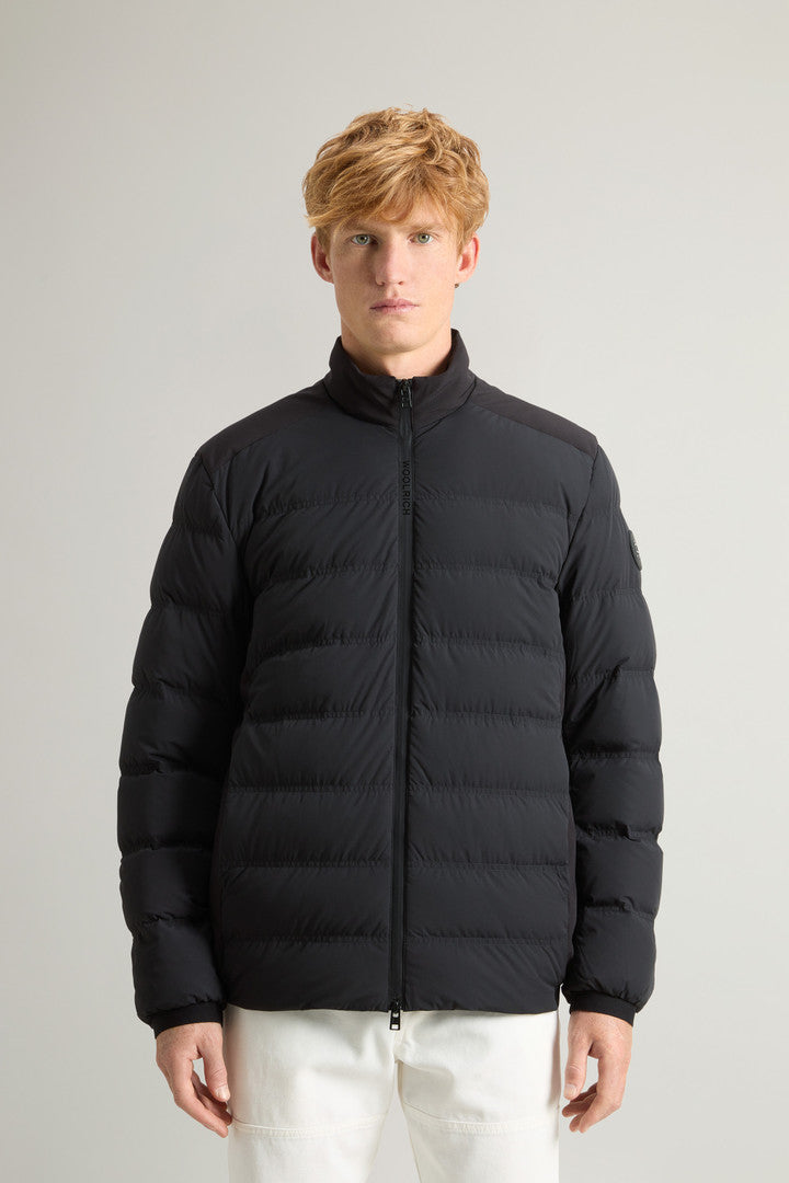 Bering Down Jacket in Stretch Nylon (Black) - Detail View 1