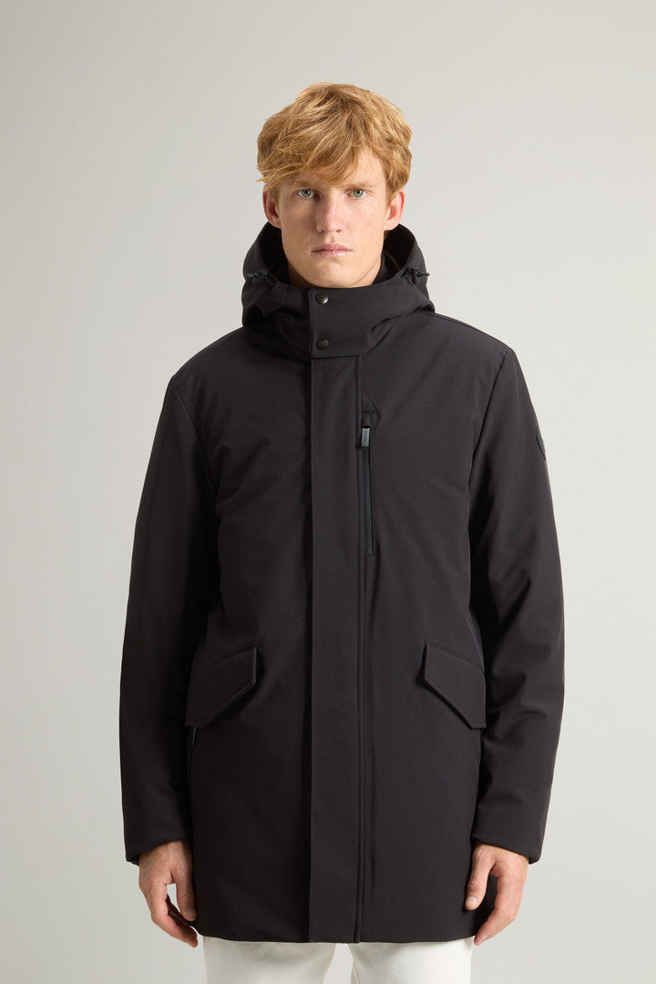 Barrow Mac Coat in Tech Softshell (Black) - Detail View 1