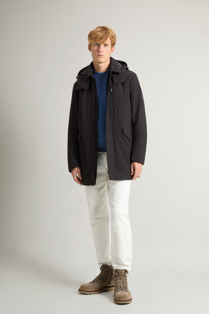 Barrow Mac Coat in Tech Softshell (Black) - Detail View 2