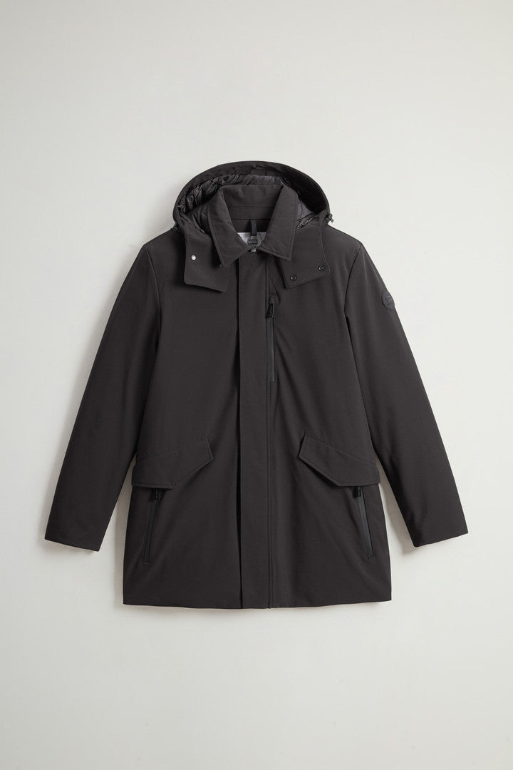 Barrow Mac Coat in Tech Softshell (Black) - Main View