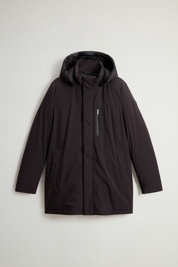 Mountain Parka in Stretch Nylon (Melton Blue) - Detail View 13
