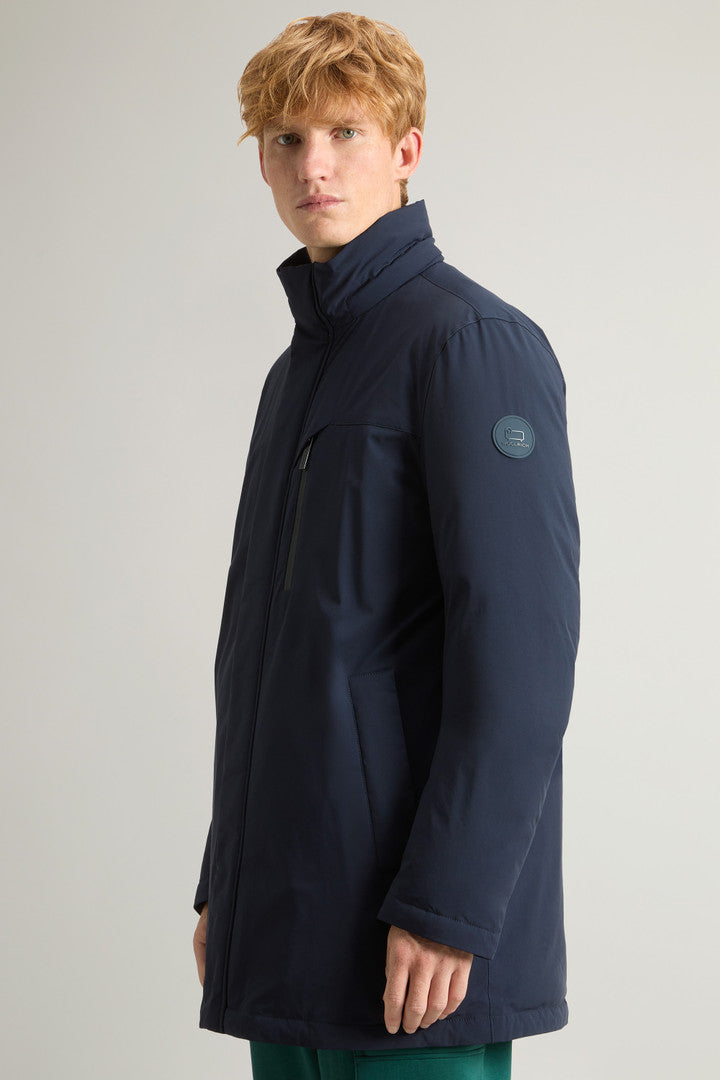 Mountain Parka in Stretch Nylon (Melton Blue) - Detail View 4