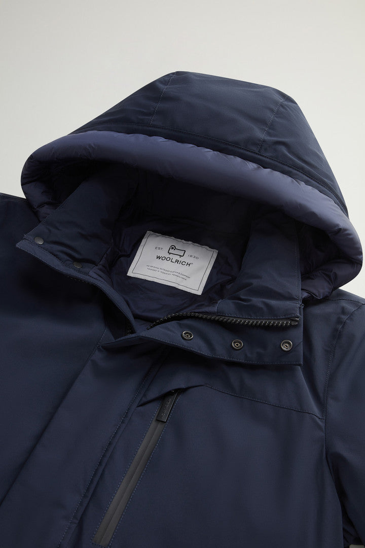 Mountain Parka in Stretch Nylon (Melton Blue) - Detail View 5