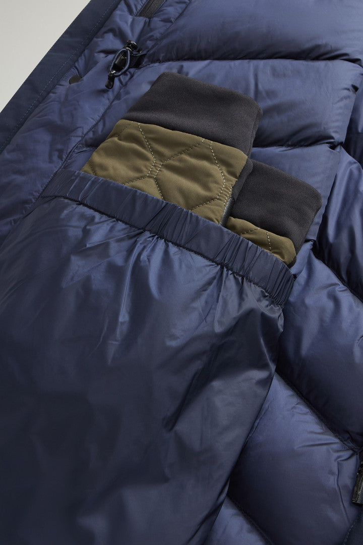 Mountain Parka in Stretch Nylon (Melton Blue) - Detail View 10
