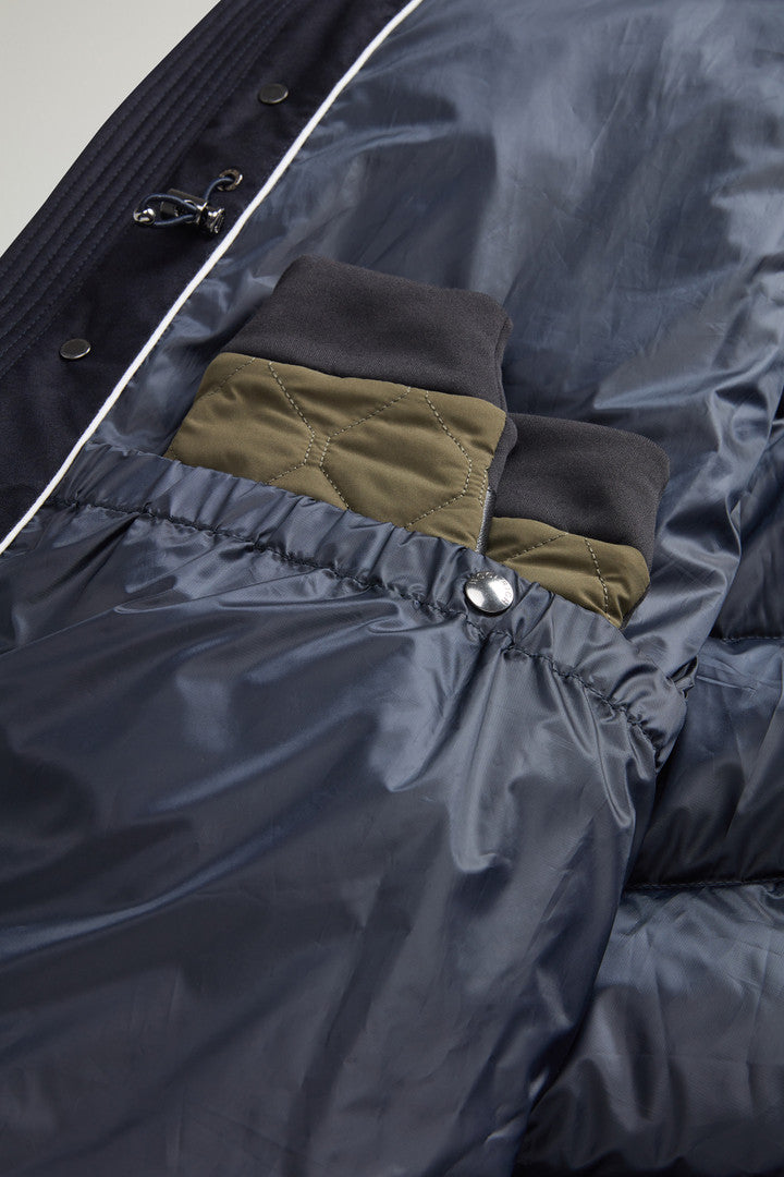 Parka in Italian Wool and Silk Blend Crafted with a Loro Piana Fabric (Melton Blue) - Detail View 9