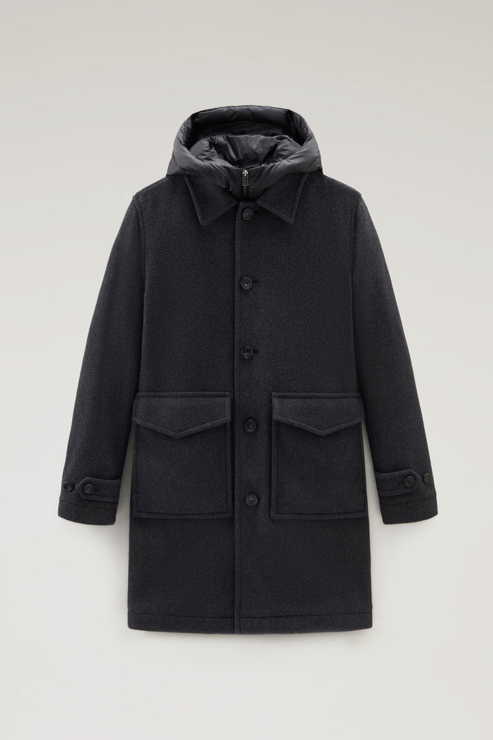 Coat in Recycled Italian Wool Blend (Charcoal Melange) - Main View