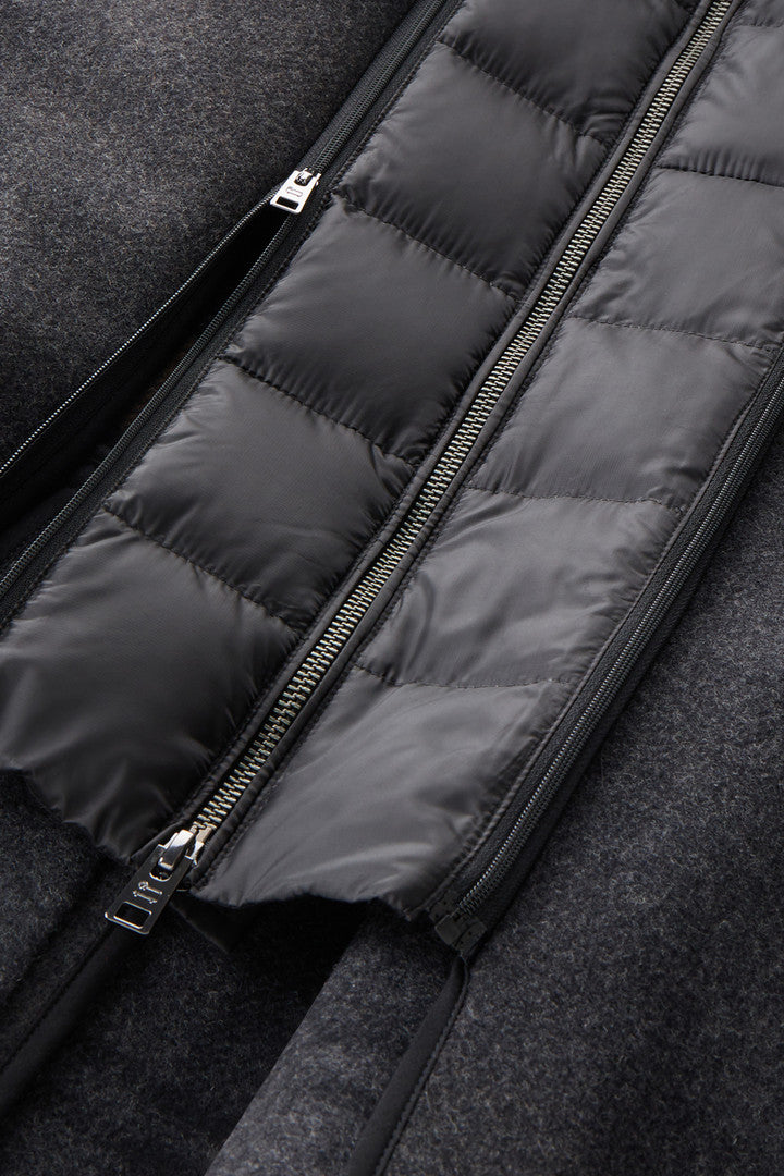 Coat in Recycled Italian Wool Blend (Charcoal Melange) - Detail View 4