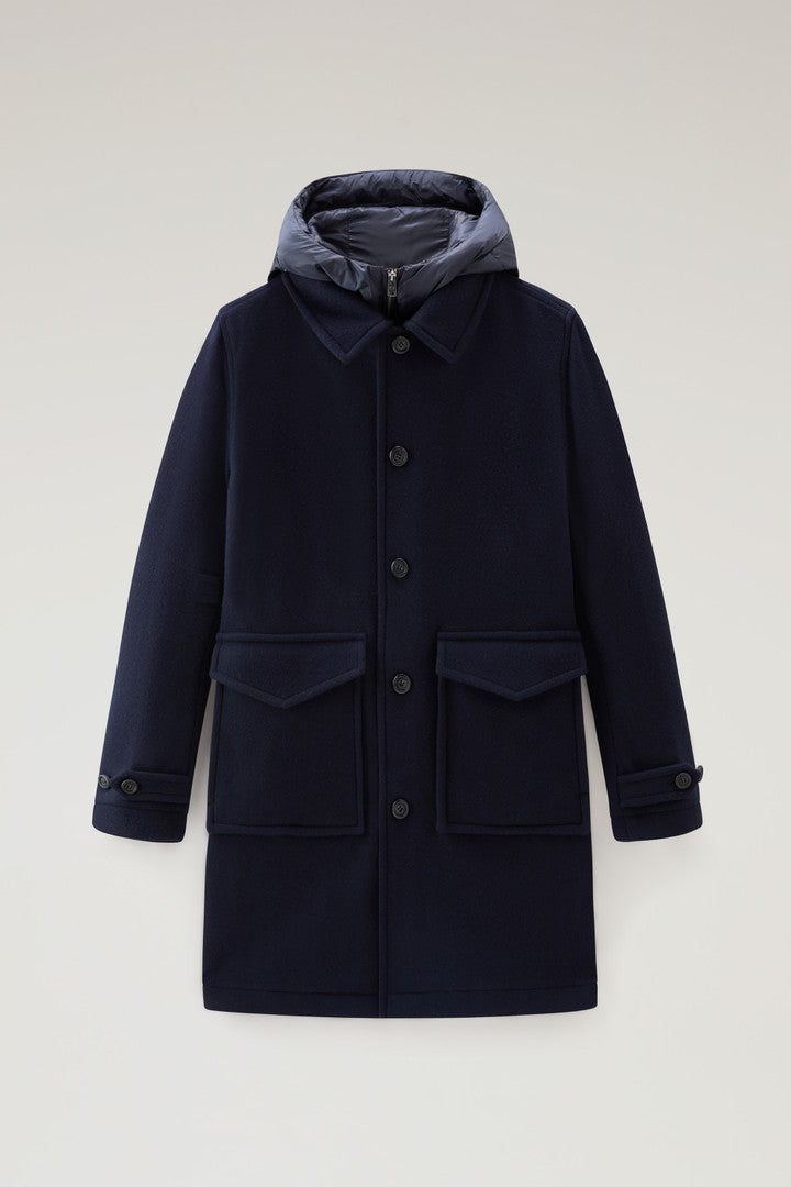 Coat in Recycled Italian Wool Blend (Charcoal Melange) - Detail View 7