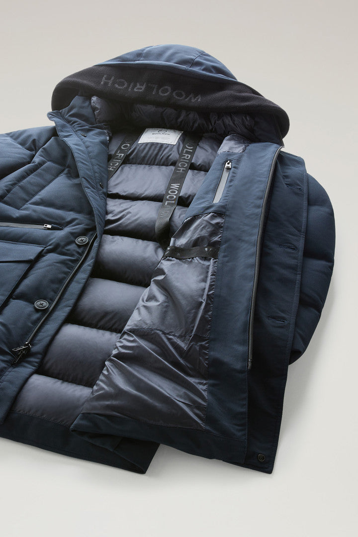 Parka with Detachable Wool Visor (Melton Blue) - Detail View 9