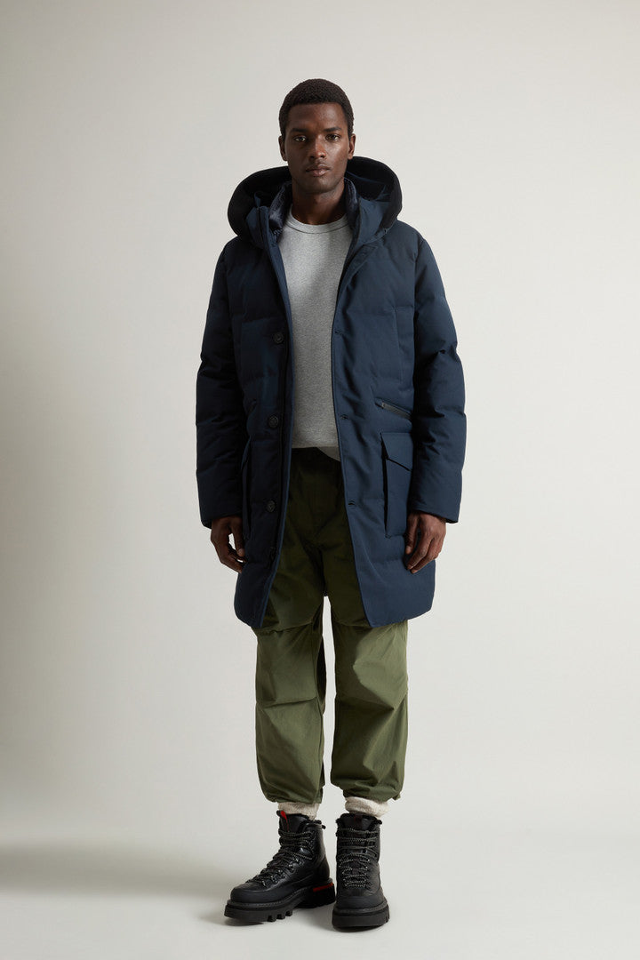 Parka with Detachable Wool Visor (Melton Blue) - Detail View 2