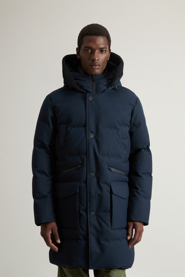 Parka with Detachable Wool Visor (Melton Blue) - Detail View 1