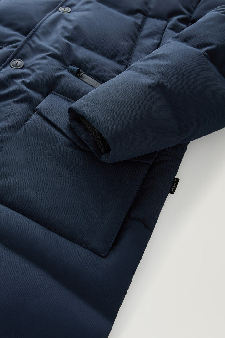 Parka with Detachable Wool Visor (Melton Blue) - Detail View 8