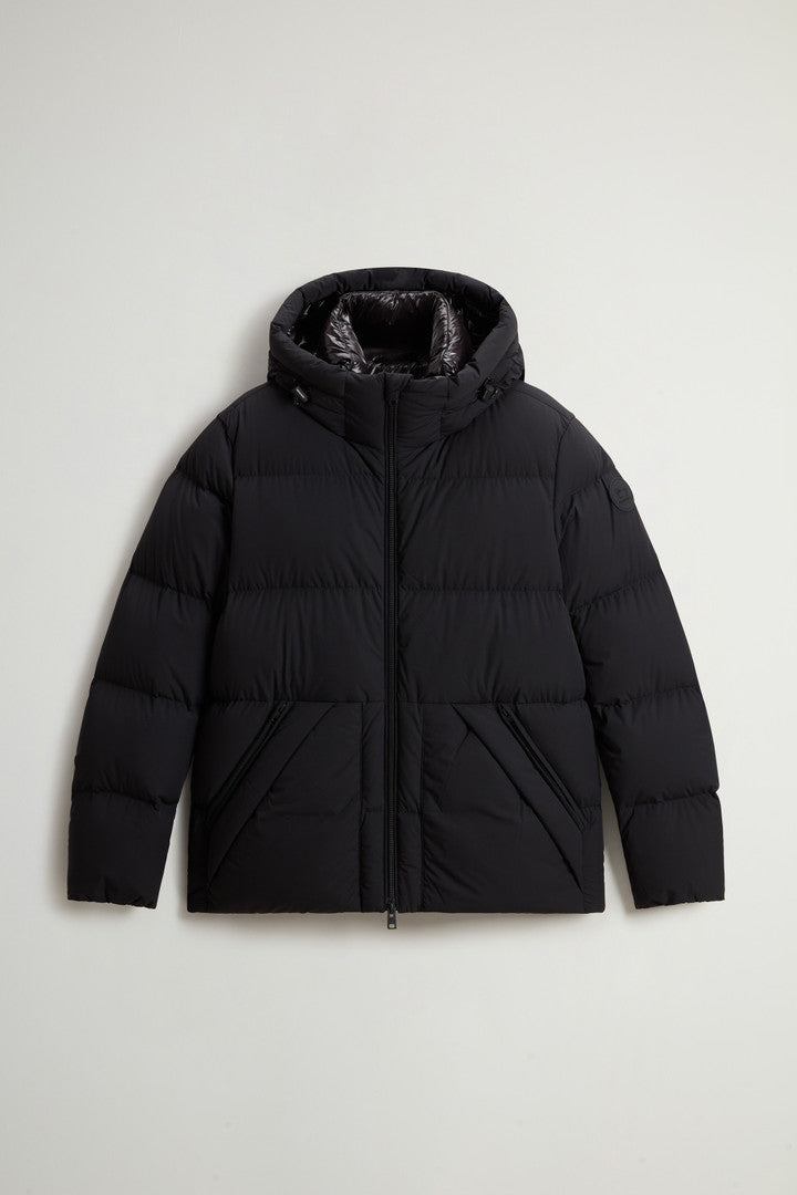 Sierra Supreme Down Jacket in Stretch Nylon (Bright Brick) - Detail View 10