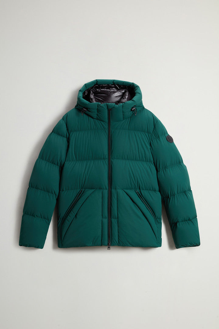 Sierra Supreme Down Jacket in Stretch Nylon (Melton Blue) - Detail View 9