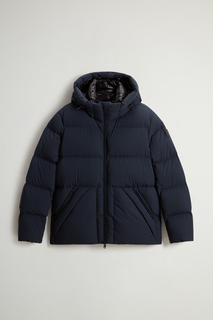 Sierra Supreme Down Jacket in Stretch Nylon (Melton Blue) - Main View