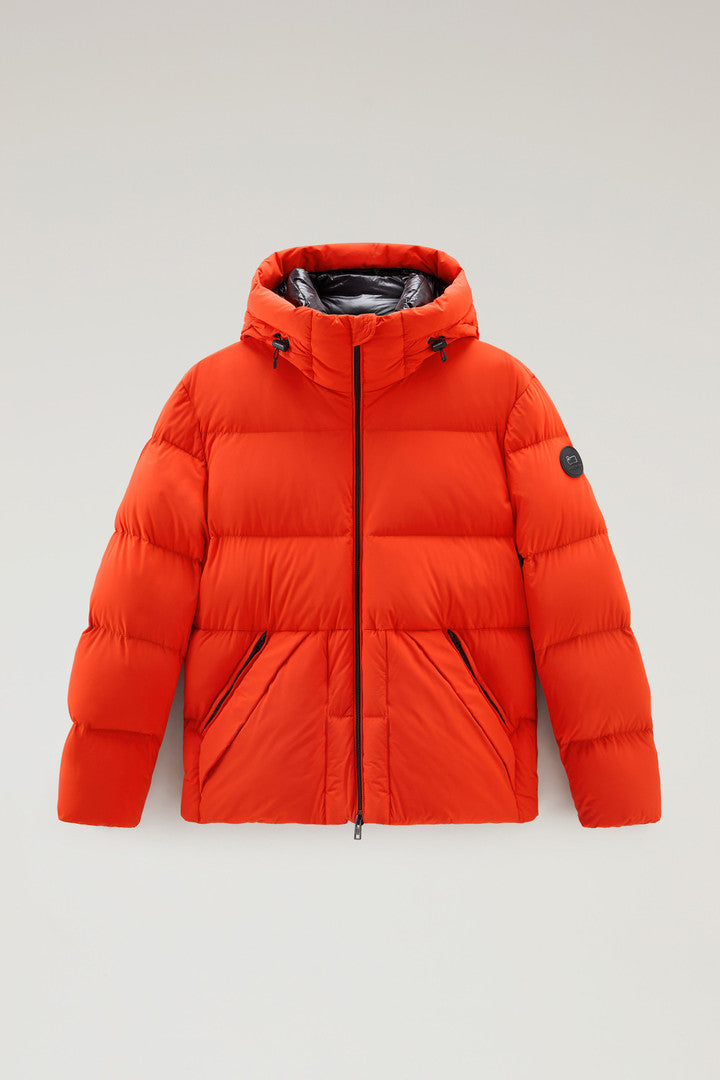 Sierra Supreme Down Jacket in Stretch Nylon (Melton Blue) - Detail View 1