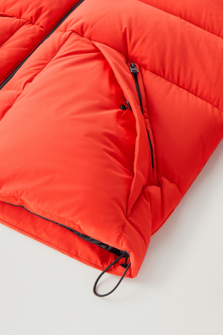 Sierra Supreme Down Jacket in Stretch Nylon (Bright Brick) - Detail View 3