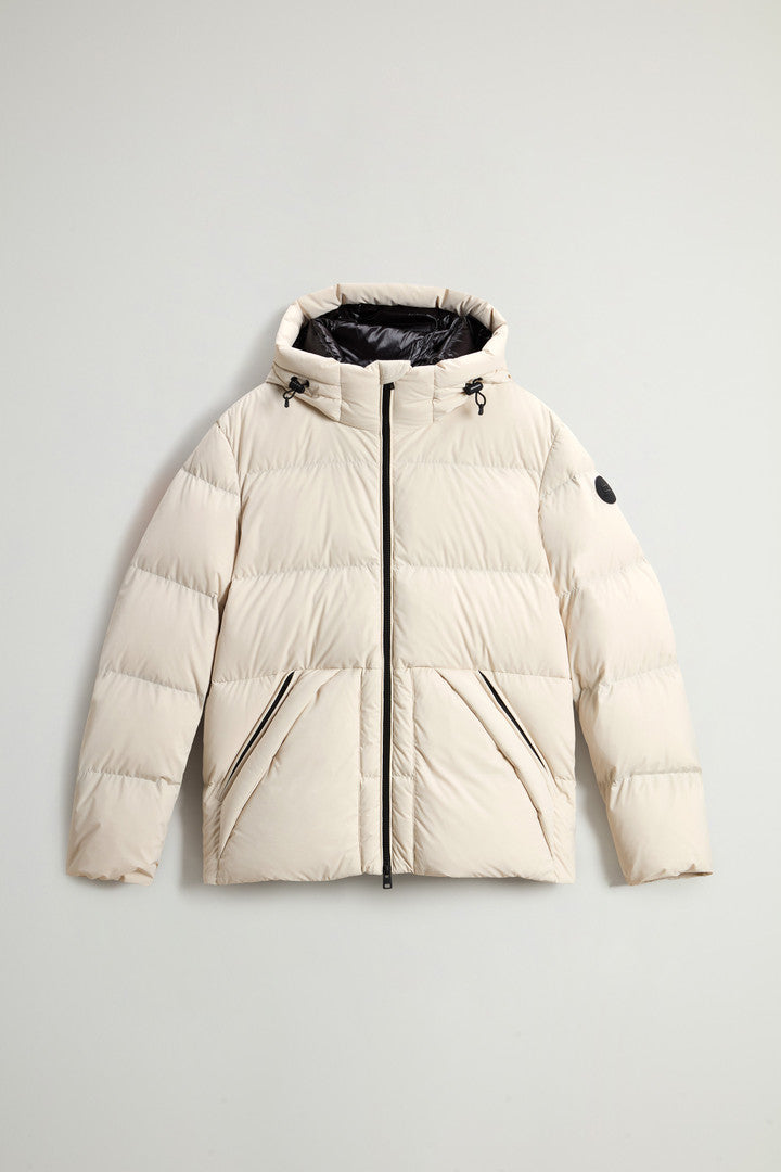 Sierra Supreme Down Jacket in Stretch Nylon (Melton Blue) - Detail View 7