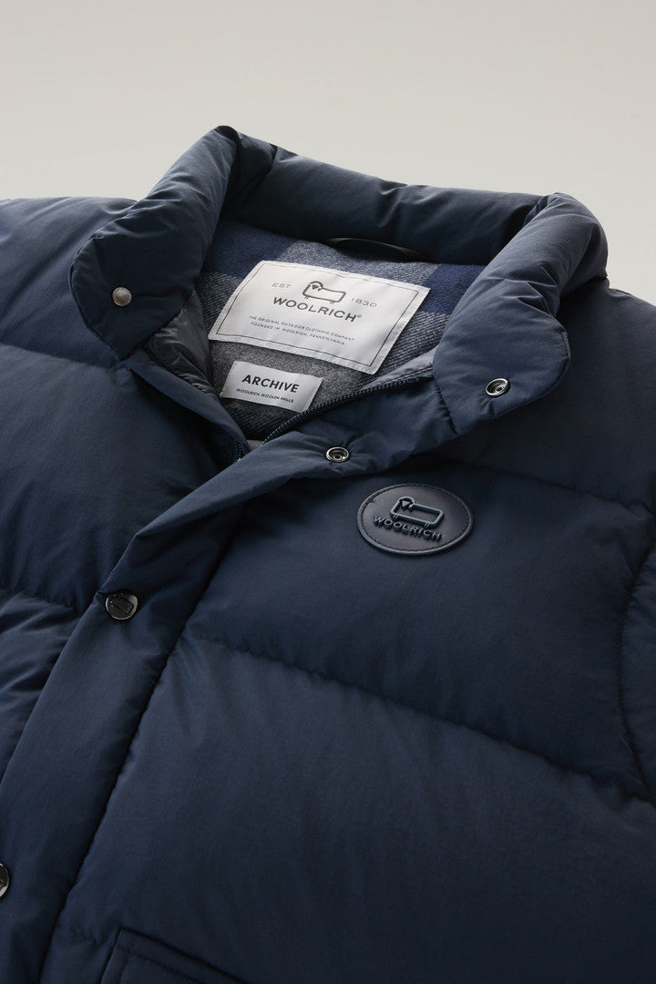 Aleutian Padded Vest in Taslan Nylon (Melton Blue) - Detail View 1