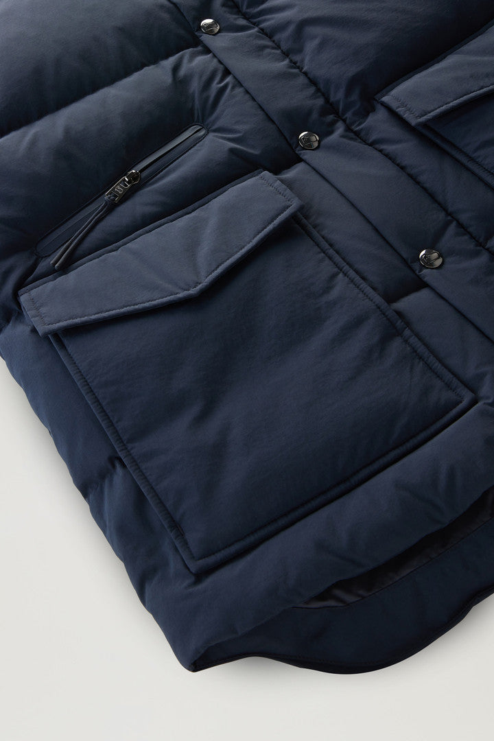 Aleutian Padded Vest in Taslan Nylon (Melton Blue) - Detail View 3