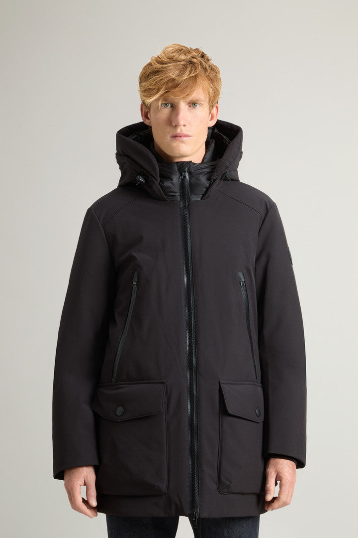 Parka in Tech Softshell (Black) - Detail View 1