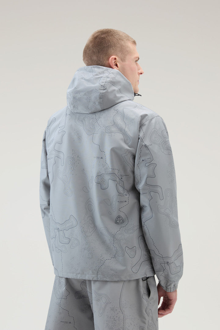 Reflective Jacket in Ripstop Fabric (Grey Trail map) - Main View