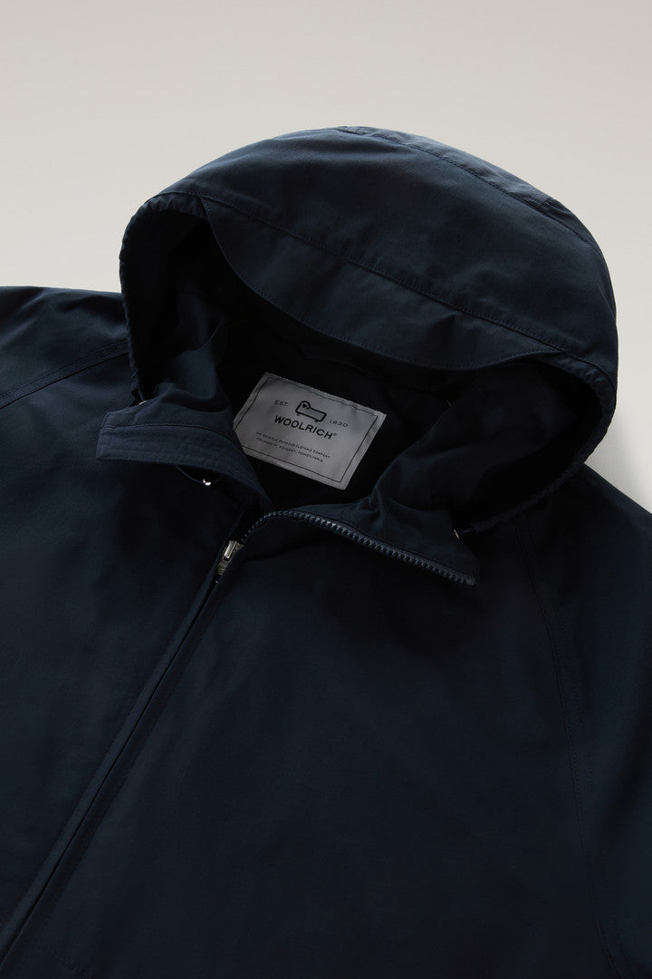 Cruiser Jacket in Ramar Cloth with Hood (Melton Blue) - Detail View 1