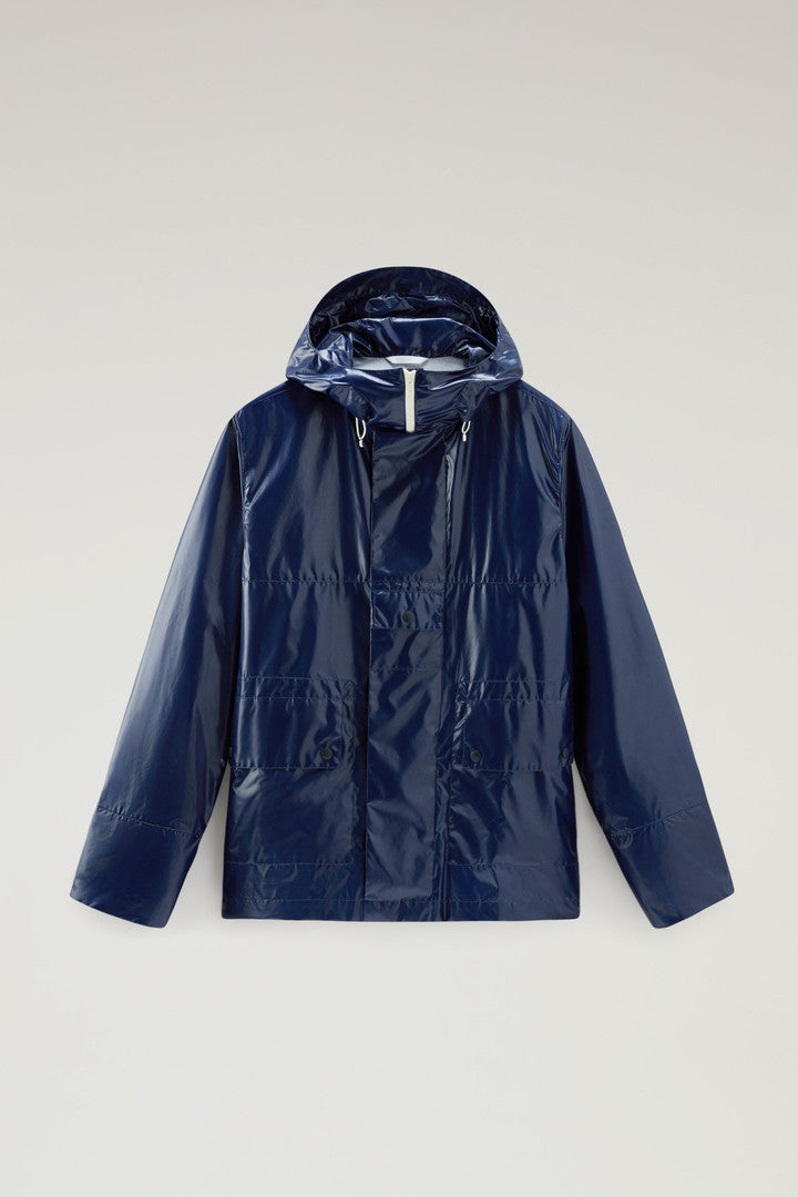 Resine Jacket in Ripstop Fabric with Hood (Royal Navy) - Main View