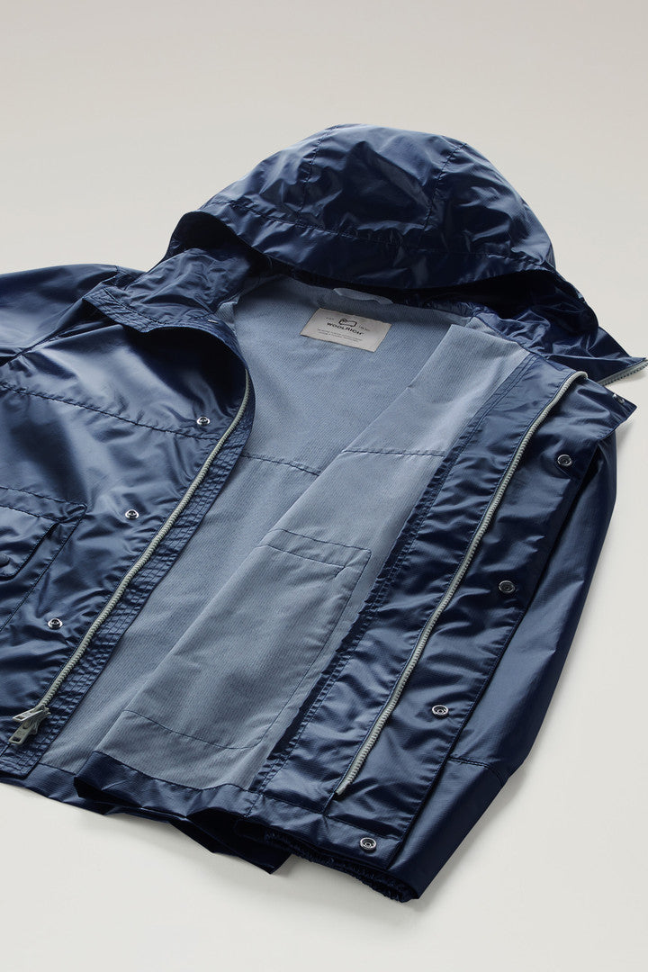 Resine Jacket in Ripstop Fabric with Hood (Royal Navy) - Detail View 4