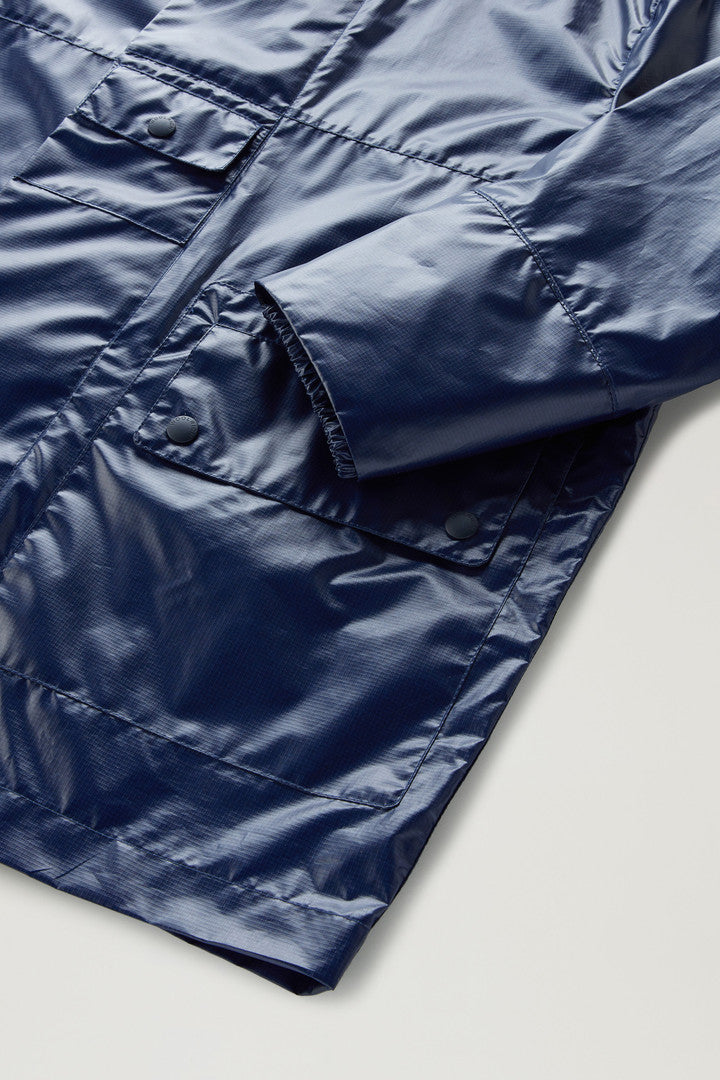 Resine Jacket in Ripstop Fabric with Hood (Royal Navy) - Detail View 3