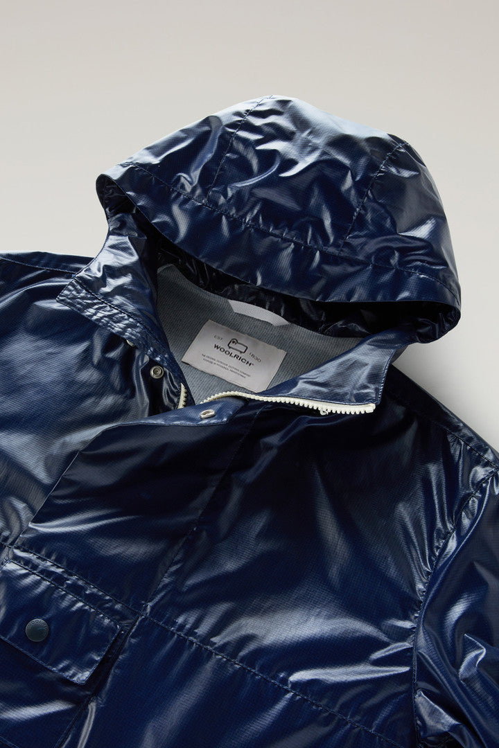 Resine Jacket in Ripstop Fabric with Hood (Royal Navy) - Detail View 1