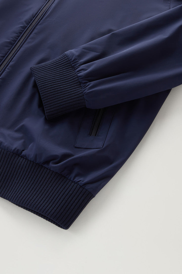 Stretch Matt Finish Nylon Bomber Jacket (Lake Olive) - Detail View 3