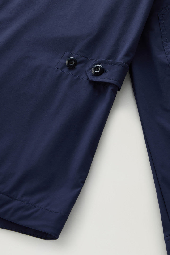 Field Jacket in Matt Finish Stretch Nylon (Maritime Blue) - Detail View 4