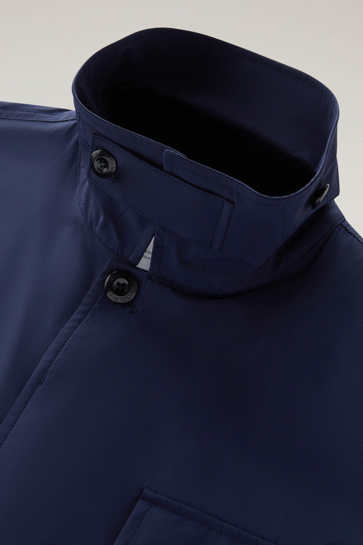 Field Jacket in Matt Finish Stretch Nylon (Maritime Blue) - Detail View 2