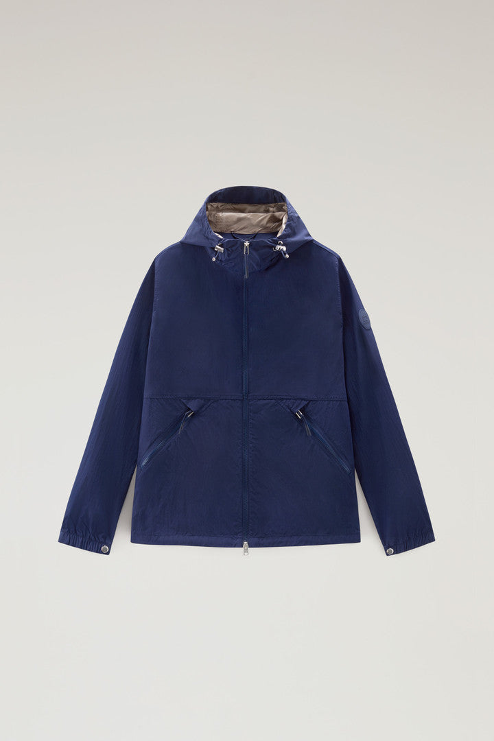 Hooded Crinkle Nylon Windbreaker (Sage) - Detail View 7