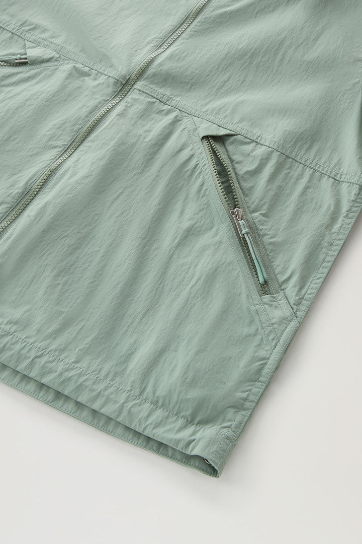 Hooded Crinkle Nylon Windbreaker (Sage) - Detail View 3