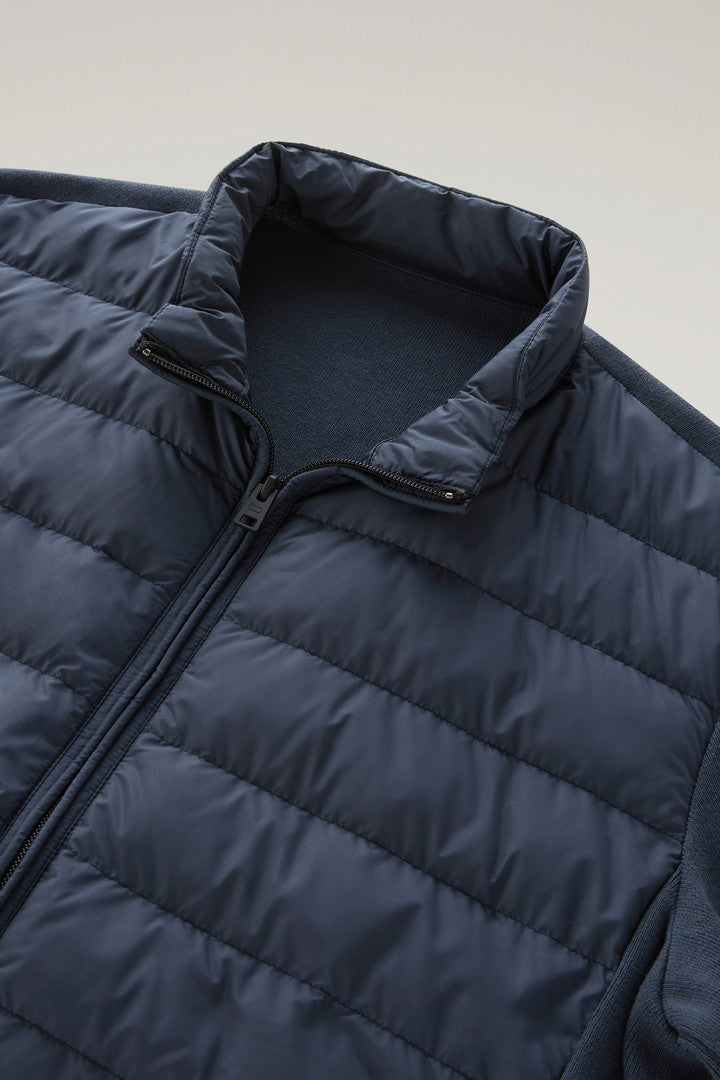 Sundance Hybrid Bomber Jacket in Microfibre and Cotton Knit (Melton Blue) - Detail View 3