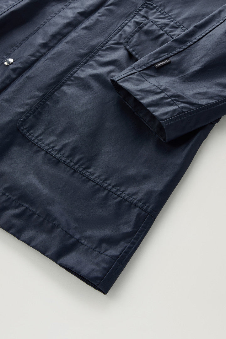 Waxed Jacket with Detachable Hood (Melton Blue) - Detail View 3