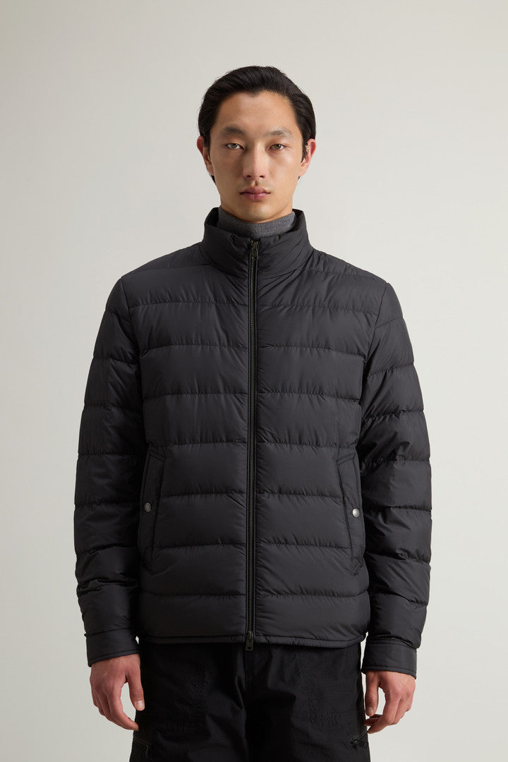 Lightweight Down Jacket in Microfiber (Black) - Detail View 1