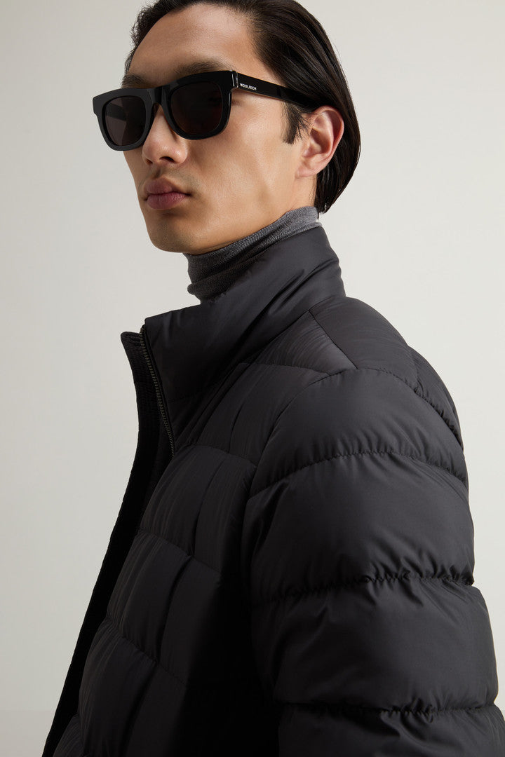 Lightweight Down Jacket in Microfiber (Black) - Detail View 4