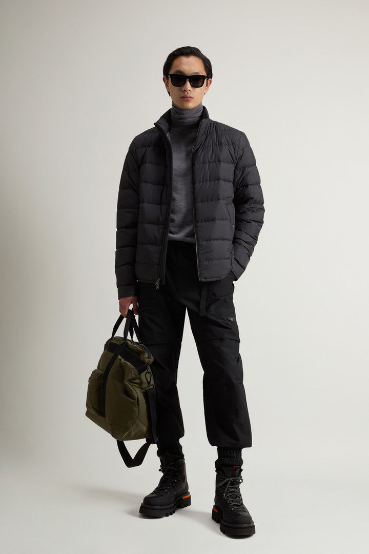 Lightweight Down Jacket in Microfiber (Black) - Detail View 2
