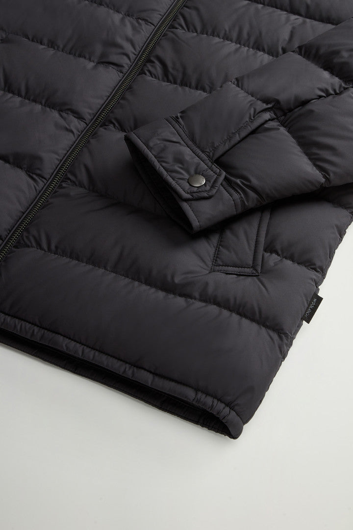 Lightweight Down Jacket in Microfiber (Black) - Detail View 7