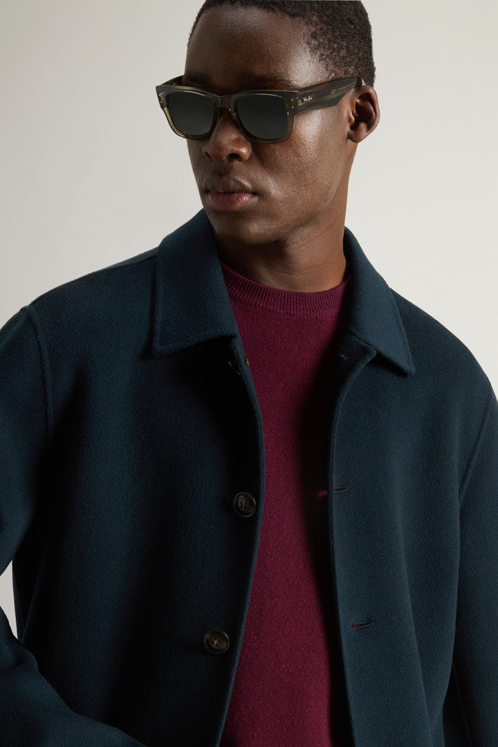 Coat in Pure Virgin Wool (Melton Blue) - Detail View 4