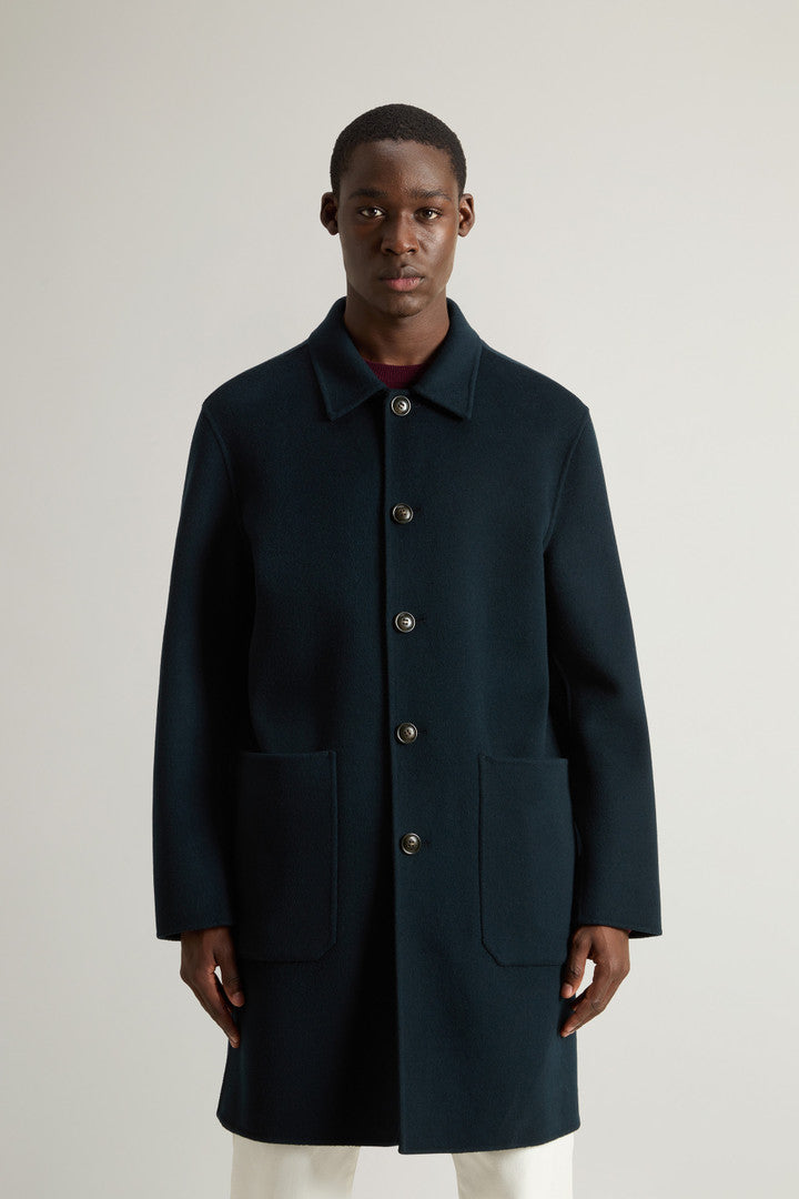 Coat in Pure Virgin Wool (Melton Blue) - Main View