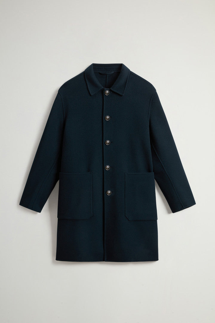 Coat in Pure Virgin Wool (Melton Blue) - Detail View 4