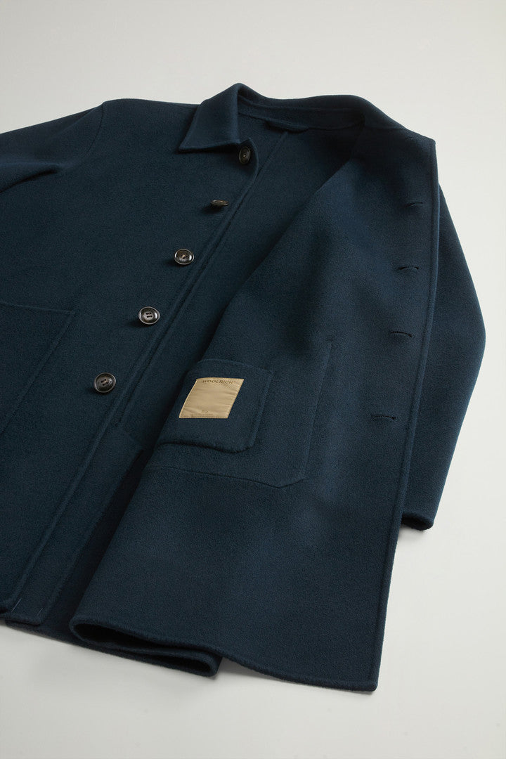 Coat in Pure Virgin Wool (Melton Blue) - Detail View 7