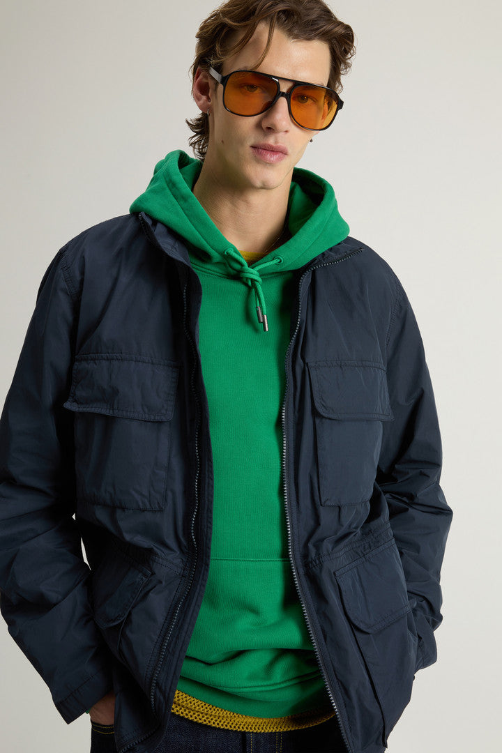 Garment-Dyed Field Jacket in Peached Urban Touch (Melton Blue) - Detail View 4