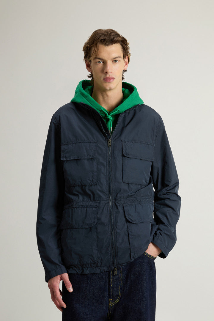 Garment-Dyed Field Jacket in Peached Urban Touch (Melton Blue) - Detail View 1