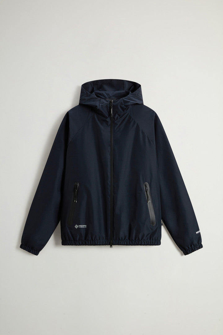 Hooded Jacket in WINDSTOPPER GORE-TEX (Melton Blue) - Detail View 4